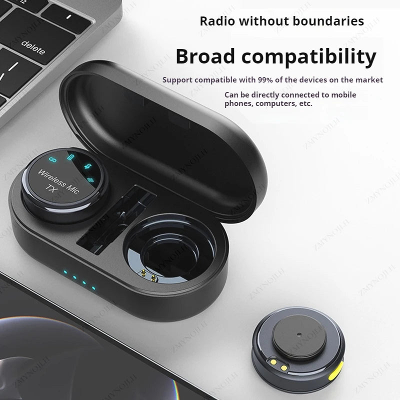 Magnetic Wireless Lavalier Microphone Noise Canceling Necklace Windproof Cap Audio Video Recording Microphone for Smartphone
