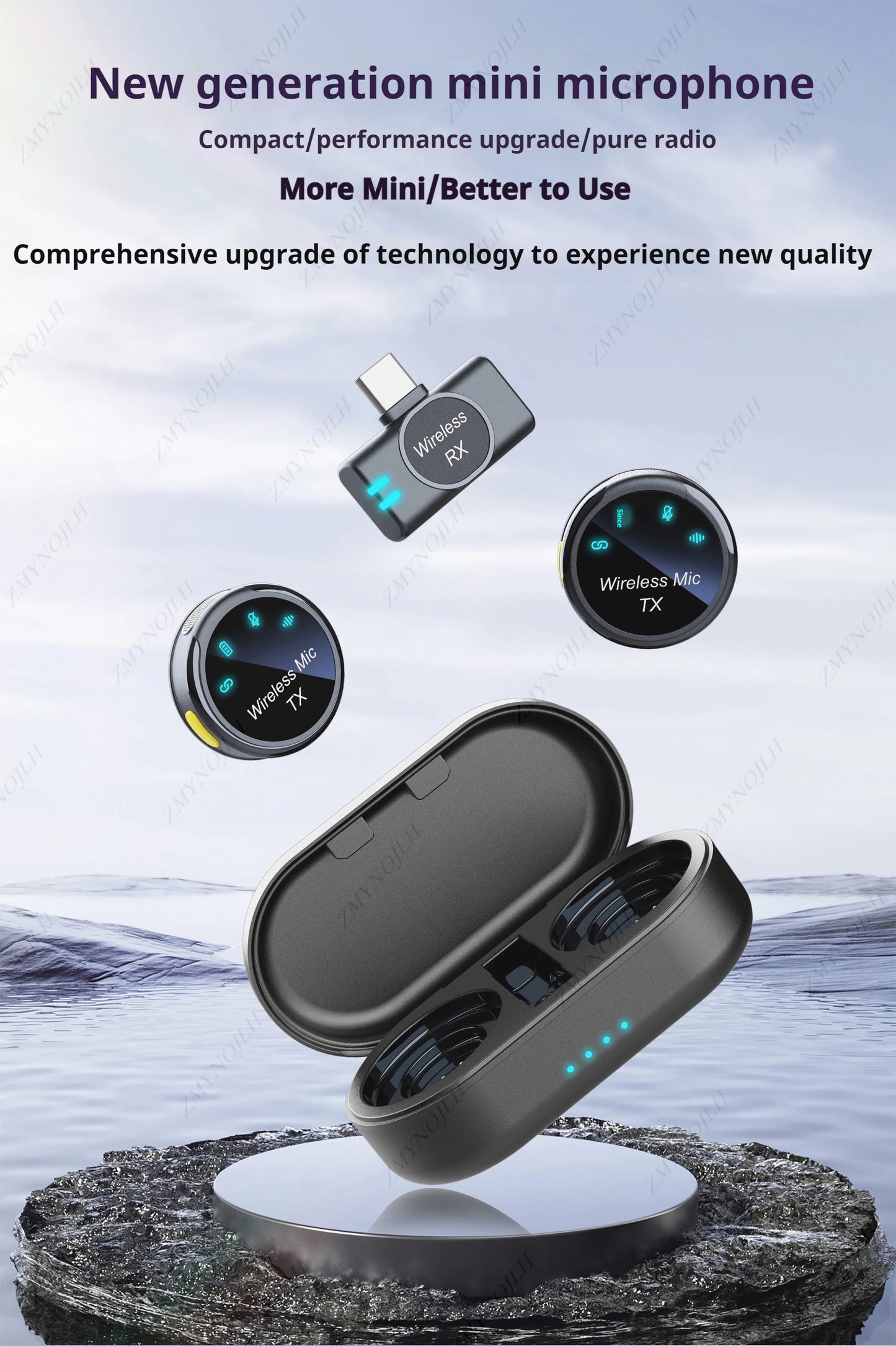 Magnetic Wireless Lavalier Microphone Noise Canceling Necklace Windproof Cap Audio Video Recording Microphone for Smartphone