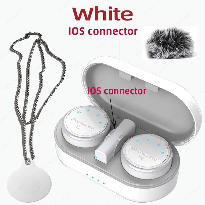 Magnetic Wireless Lavalier Microphone Noise Canceling Necklace Windproof Cap Audio Video Recording Microphone for Smartphone