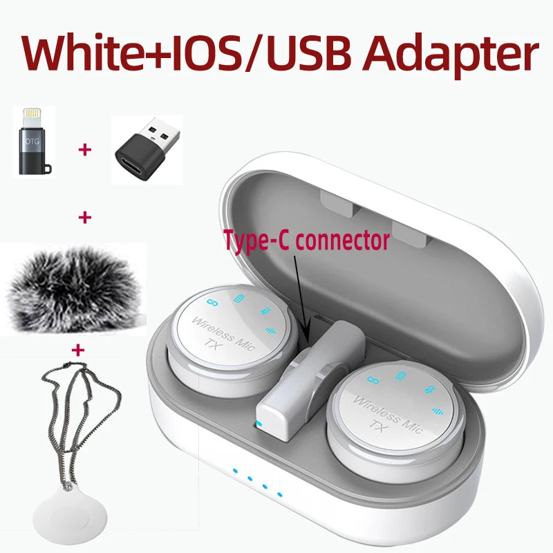 Magnetic Wireless Lavalier Microphone Noise Canceling Necklace Windproof Cap Audio Video Recording Microphone for Smartphone