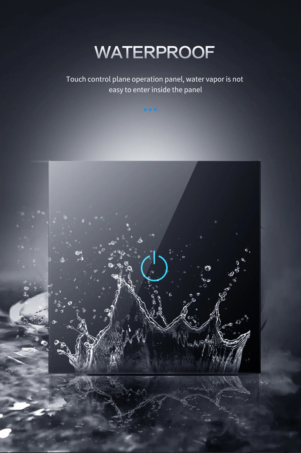 Wall Touch Switch 220V EU Standard Tempered Crystal Glass Panel Power 1/2/3 Gang Sensor Switches Waterproof 86 Interruptor