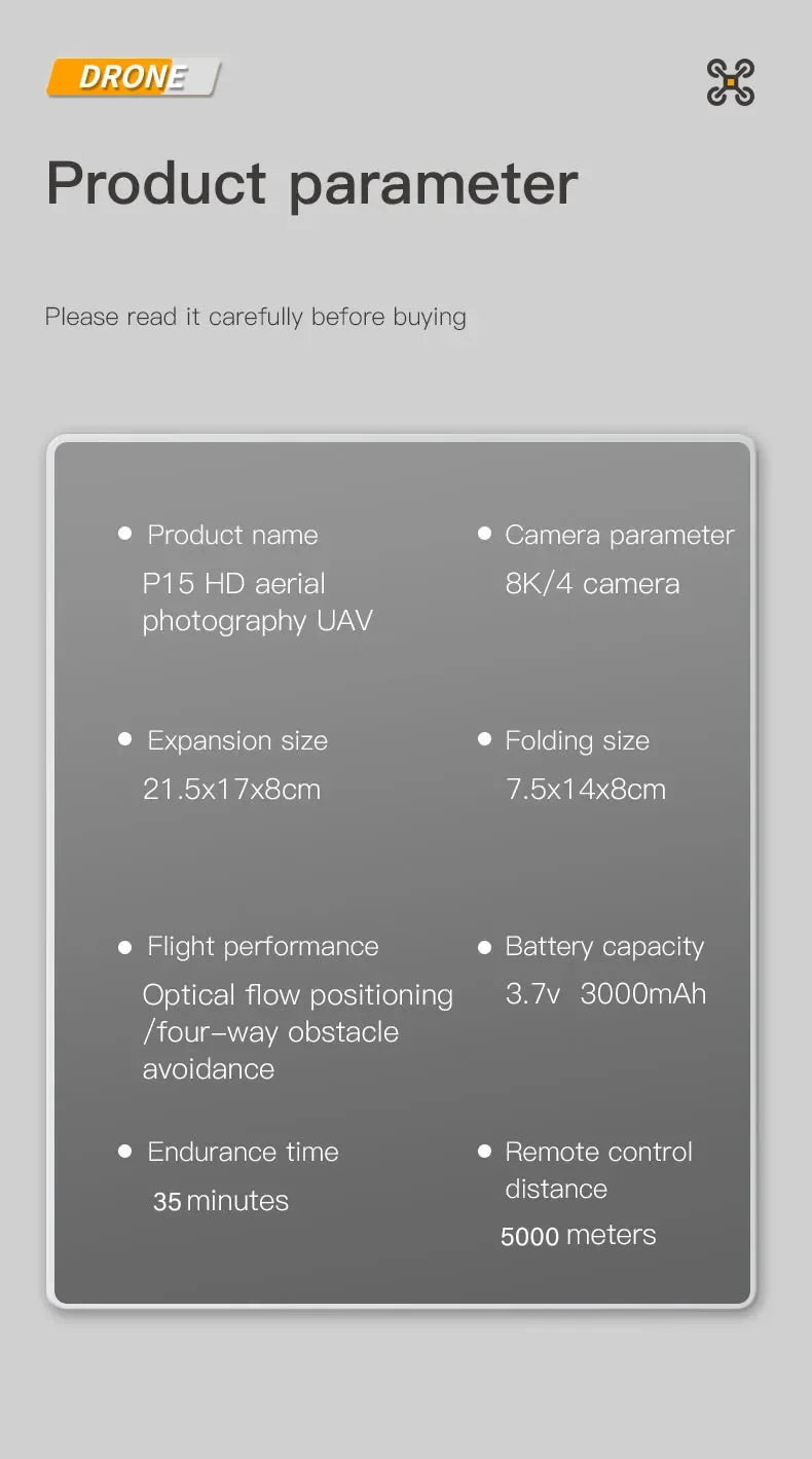 P15 Drone 4K Professional Camera 8K GPS HD Aerial Photography Dual-Camera Omnidirectional Obstacle Avoidance Drone