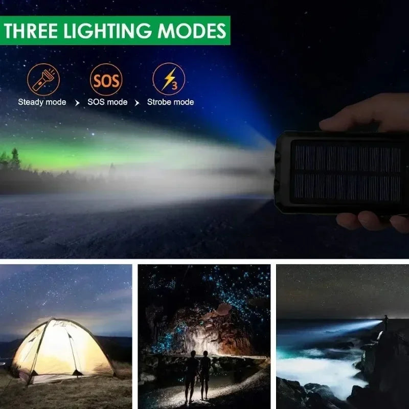 200000mAh Solar Power Bank Portable Large Capacity Charger Compatible 120W Super Fast Charging For iPhone Samsun Huawei Xiaomi