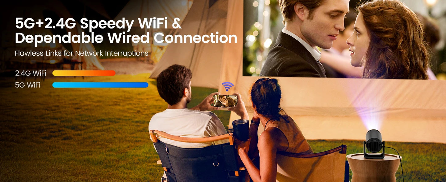 X77 Mini Projector 1080P Support 300 ANSI Android 11 Wifi Bluetooth Projector Auto Keystone Home Projector Portable
