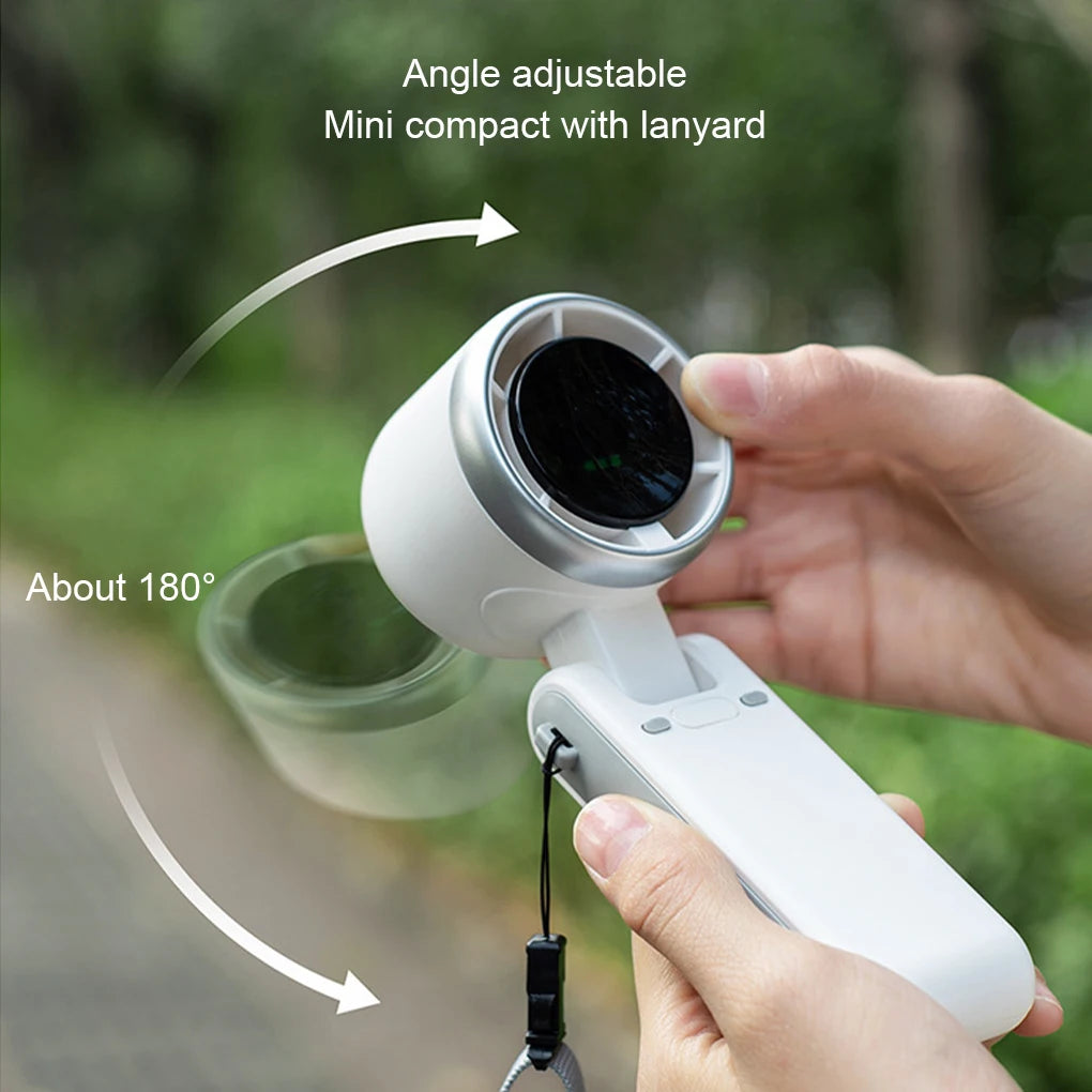 Rechargeable High Speed Turbo Fan Outdoor Portable Handheld Fan Hanging Neck Cooling Fan Mini Foldable Desktop Fan With Lanyard