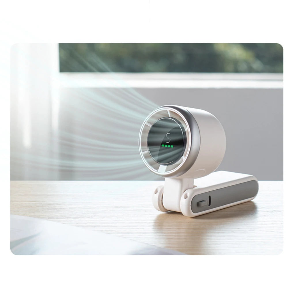 Rechargeable High Speed Turbo Fan Outdoor Portable Handheld Fan Hanging Neck Cooling Fan Mini Foldable Desktop Fan With Lanyard