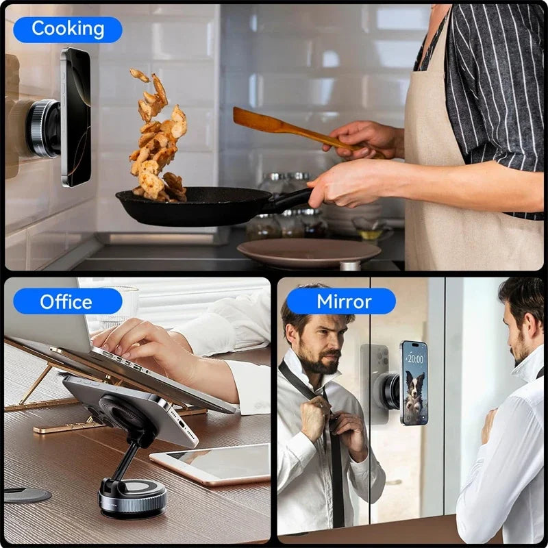 360° Adjustable Vacuum Suction Magnetic Bracket Car Phone Holder for Magsafe IPhone Samsung Foldable Magnet Mag Safe Stand Mount