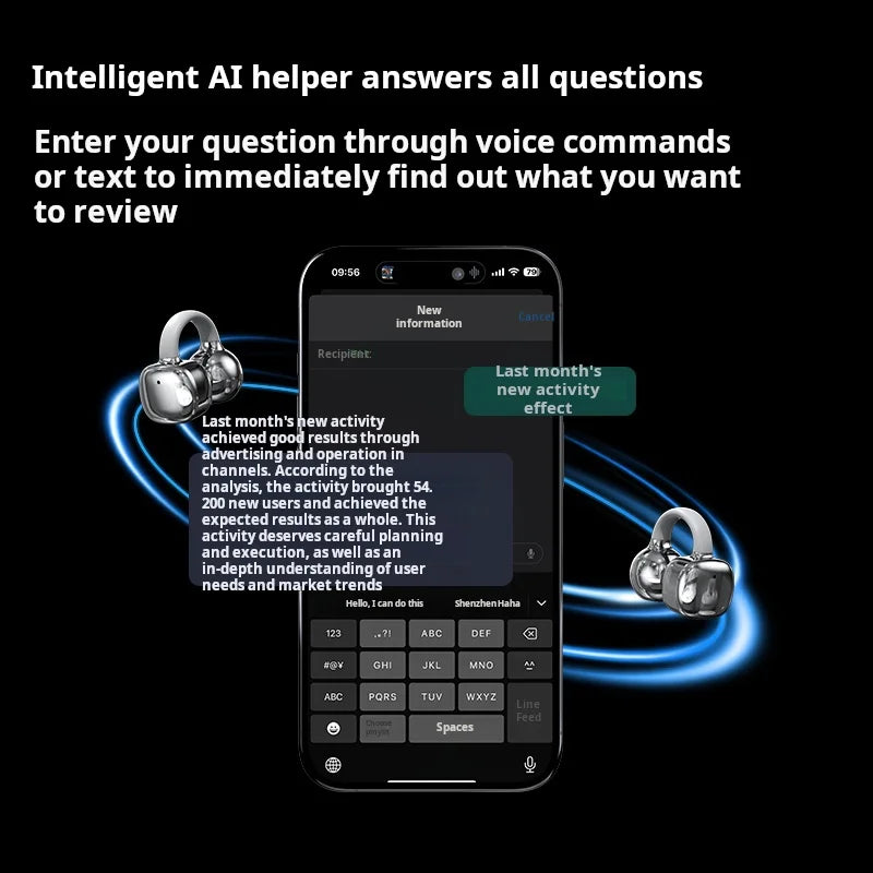 2025 New Smart AI Bluetooth Headset AI Intelligent Translation Full Color Smart Wireless Headset