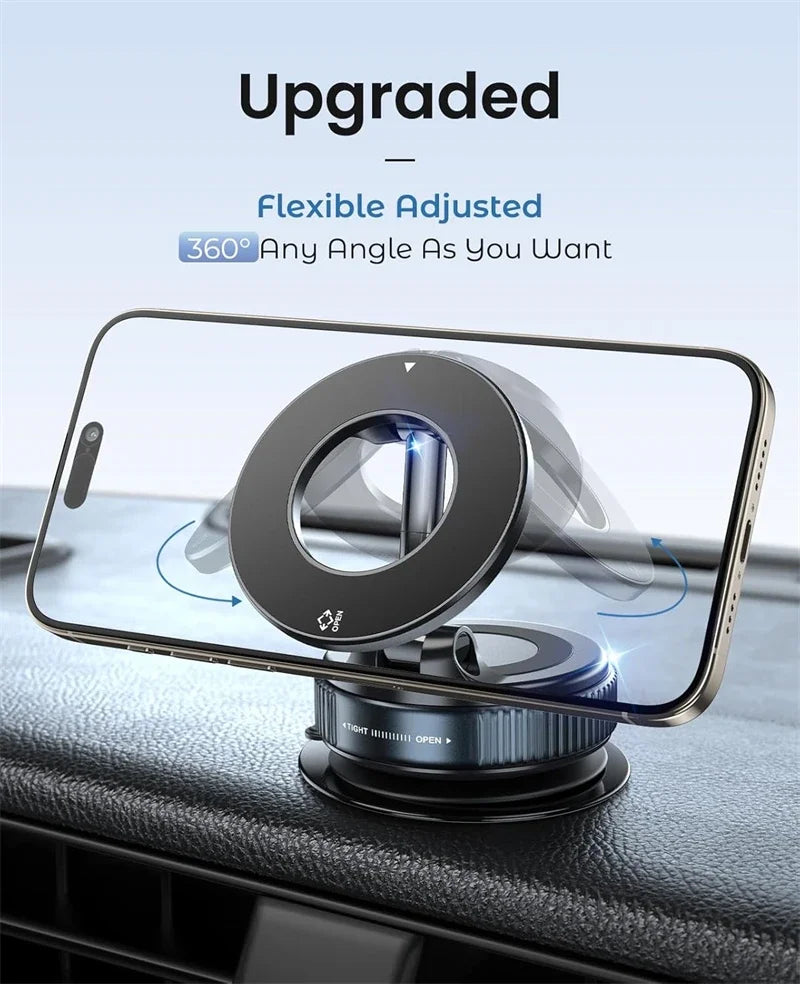 360° Adjustable Vacuum Suction Magnetic Bracket Car Phone Holder for Magsafe IPhone Samsung Foldable Magnet Mag Safe Stand Mount