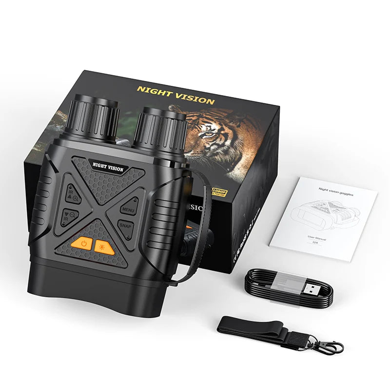 Night Vision Binoculars 1080P - 10x Digital 800m Full Dark Infrared Night Vision Telescope Goggles 2.8” Large Screen For Camping
