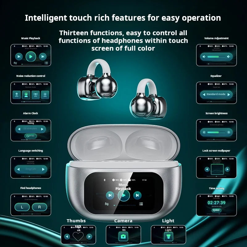 2025 New Smart AI Bluetooth Headset AI Intelligent Translation Full Color Smart Wireless Headset