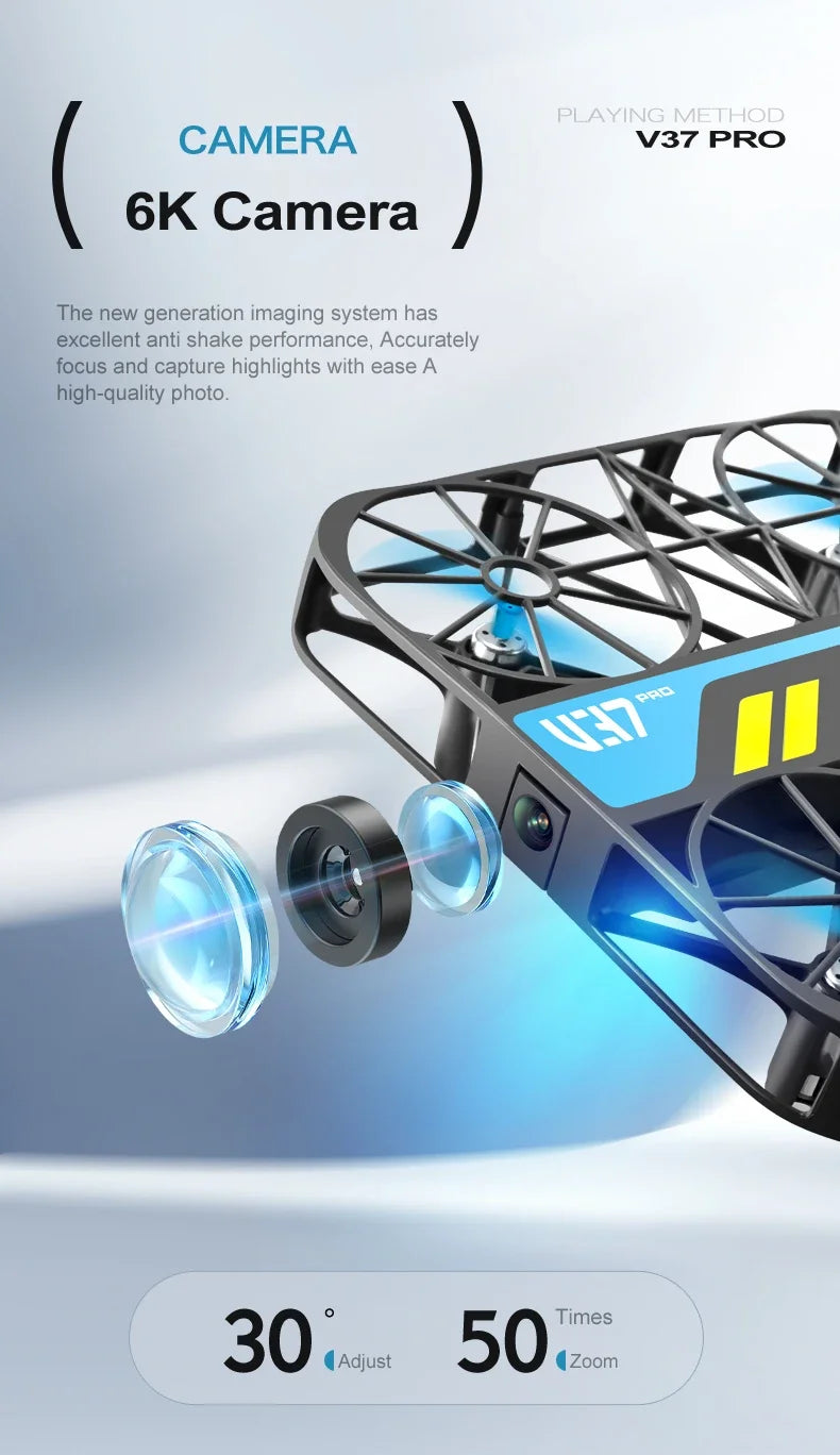 Drone V37 with Camera 8K HD Easy To Carry WiFi FPV Dron Pocket Rc Helicopter Quadcopter Family Toys Gift