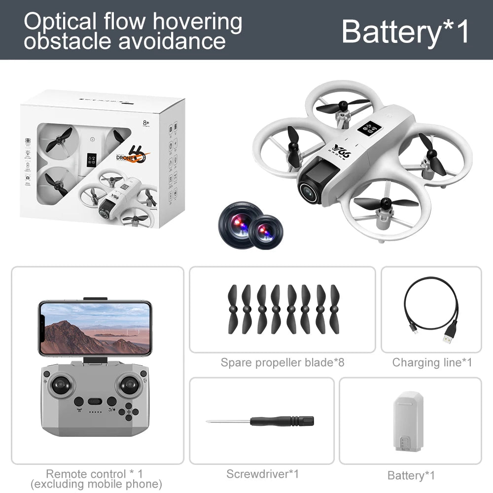 V66 Drone 4K Profesional Dual Camera Headless Mode Obstacle Avoidance WiFi FPV Dron 360° Flip RC Quadcopter Toys for Kids