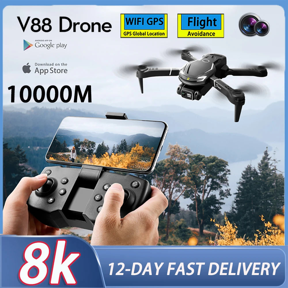 V88 Drone 8K 5G GPS FPV Professional HD Aerial Photography Remote Control Aircraft HD Camera Quadcopter Toys Drone
