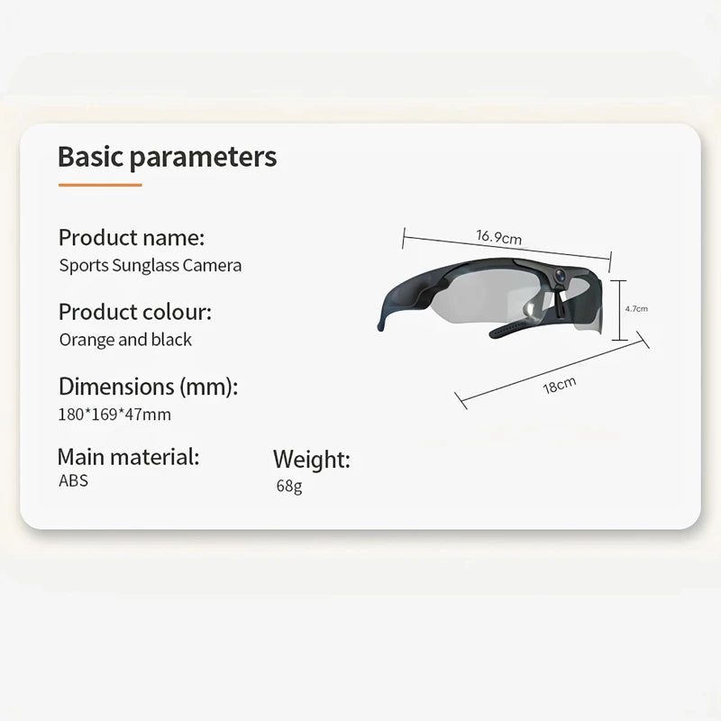Smart Glasses HD 1080P - Camera Audio Video Riding Recorder Camcorder Outdoor Sports Driving Glasses Action Camera New 2025