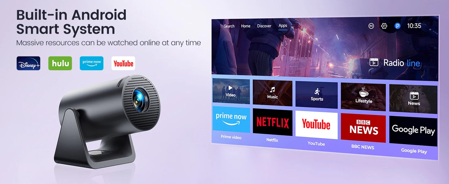 X77 Mini Projector 1080P Support 300 ANSI Android 11 Wifi Bluetooth Projector Auto Keystone Home Projector Portable
