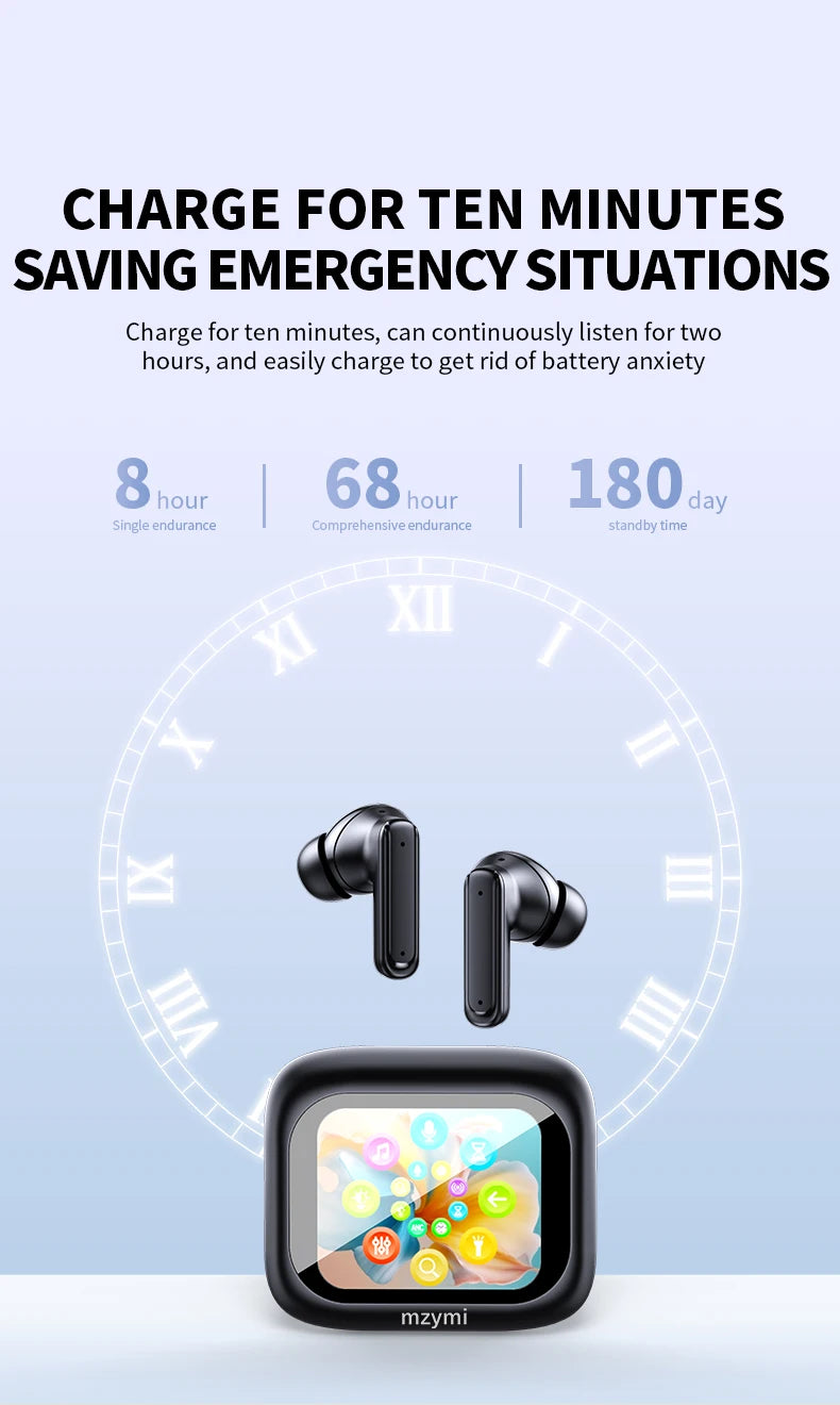 mzymi E18 Pro Bluetooth5.4 Headphones Noise Cancelling Gaming Headset Waterproof Sports Earphone TWS In Ear Earbuds For XIAOMI
