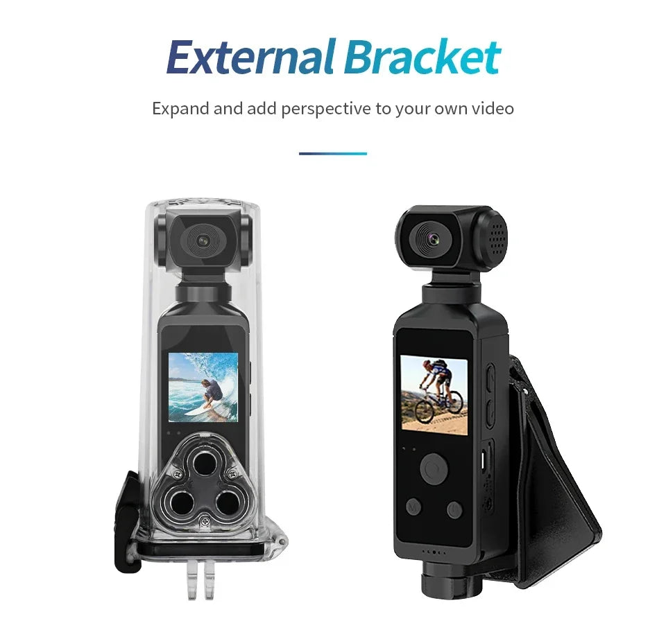 Pocket 4K Ultra HD Action Camera 270° Rotatable Vlog Wifi Mini Sports Cam Waterproof Case Helmet Travel Bicycle Driver Recorder