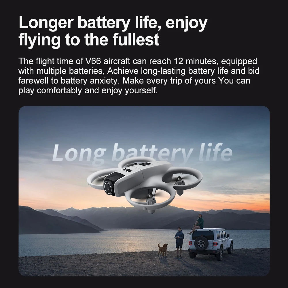 V66 Drone 4K Profesional Dual Camera Headless Mode Obstacle Avoidance WiFi FPV Dron 360° Flip RC Quadcopter Toys for Kids