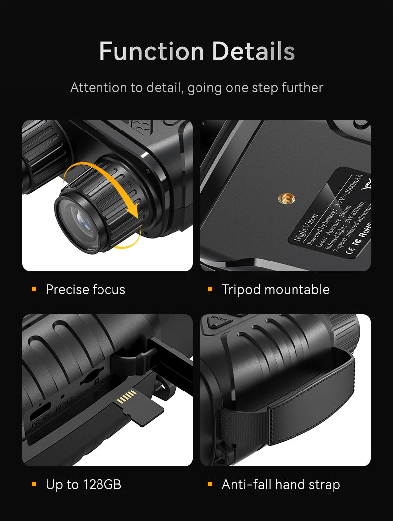 Night Vision Binoculars 1080P - 10x Digital 800m Full Dark Infrared Night Vision Telescope Goggles 2.8” Large Screen For Camping