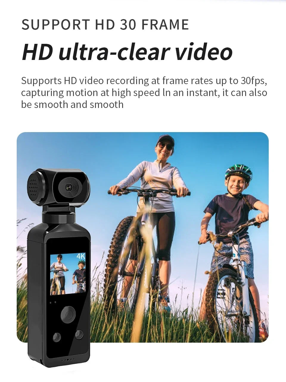 Pocket 4K Ultra HD Action Camera 270° Rotatable Vlog Wifi Mini Sports Cam Waterproof Case Helmet Travel Bicycle Driver Recorder