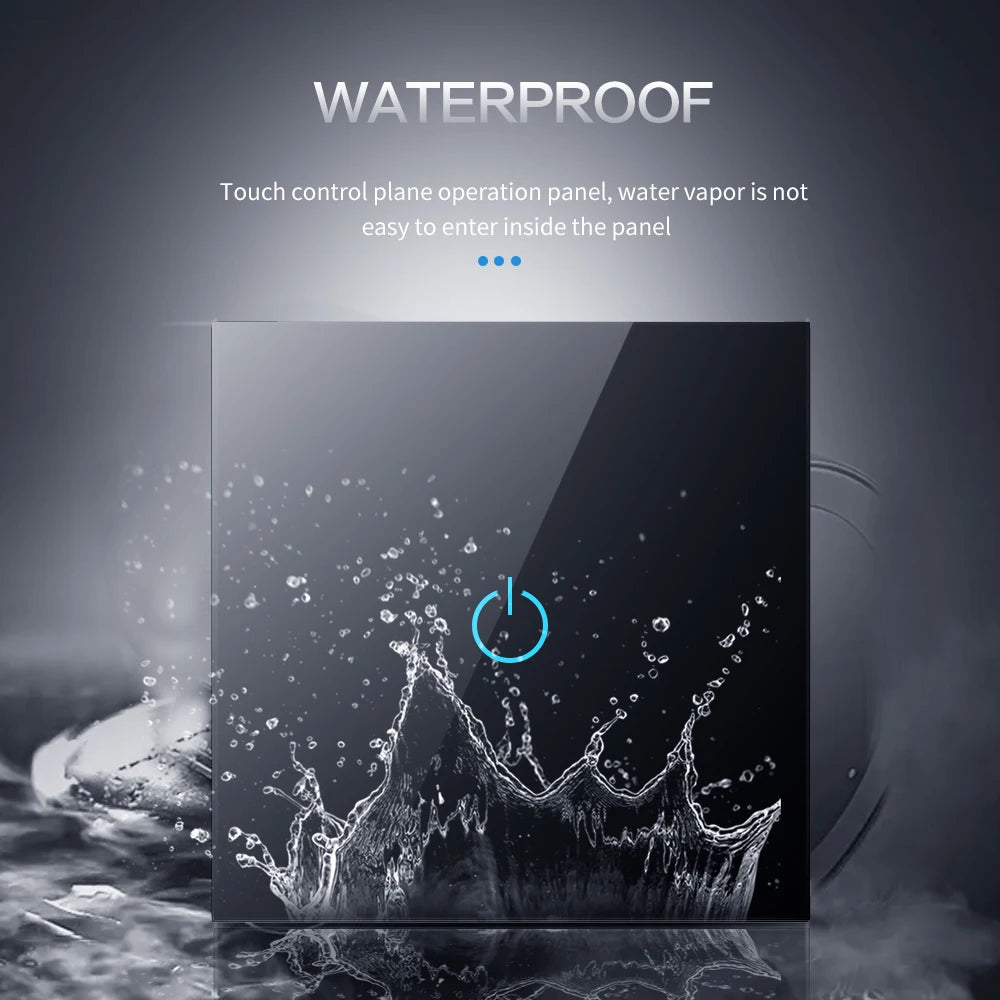 Wall Touch Switch 220V EU Standard Tempered Crystal Glass Panel Power 1/2/3 Gang Sensor Switches Waterproof 86 Interruptor