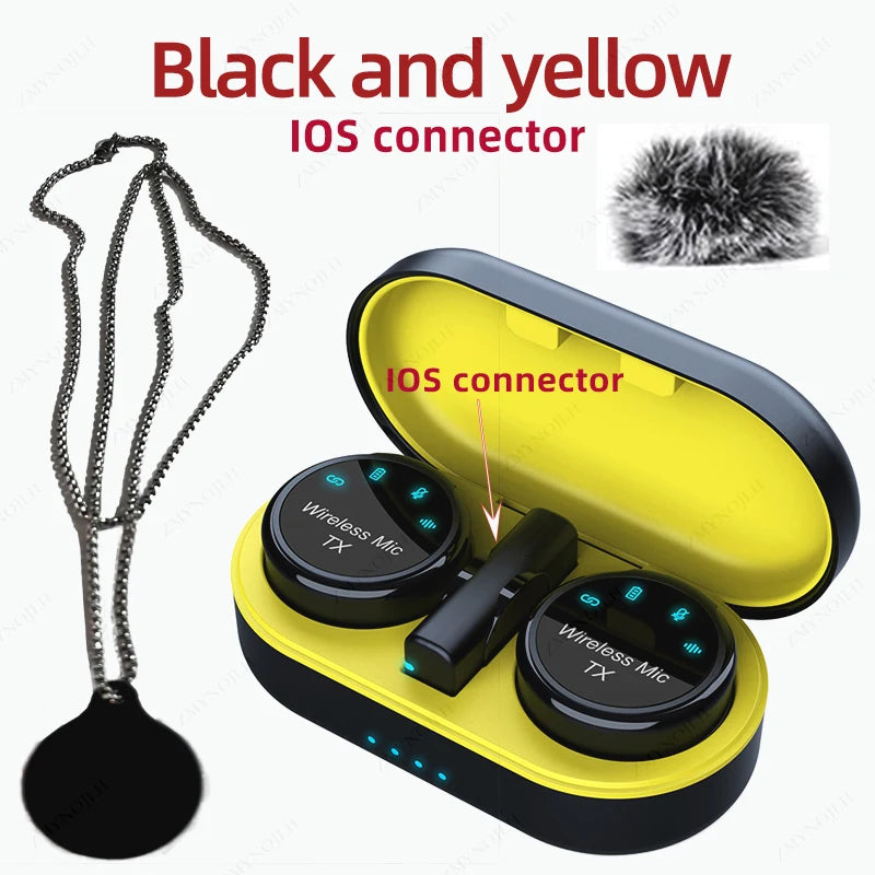 Magnetic Wireless Lavalier Microphone Noise Canceling Necklace Windproof Cap Audio Video Recording Microphone for Smartphone