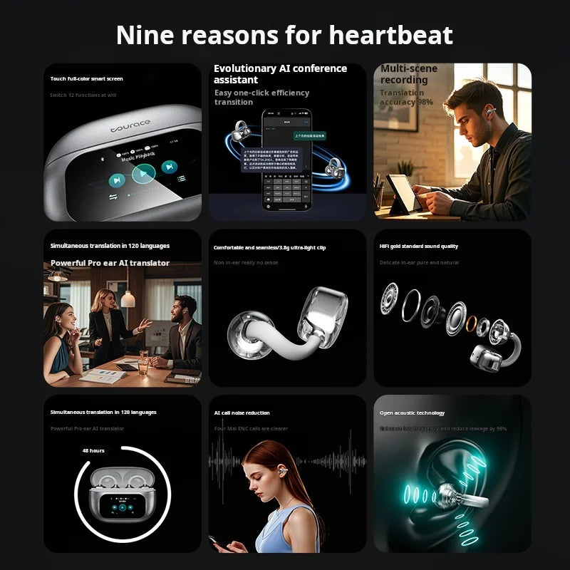 2025 New Smart AI Bluetooth Headset AI Intelligent Translation Full Color Smart Wireless Headset