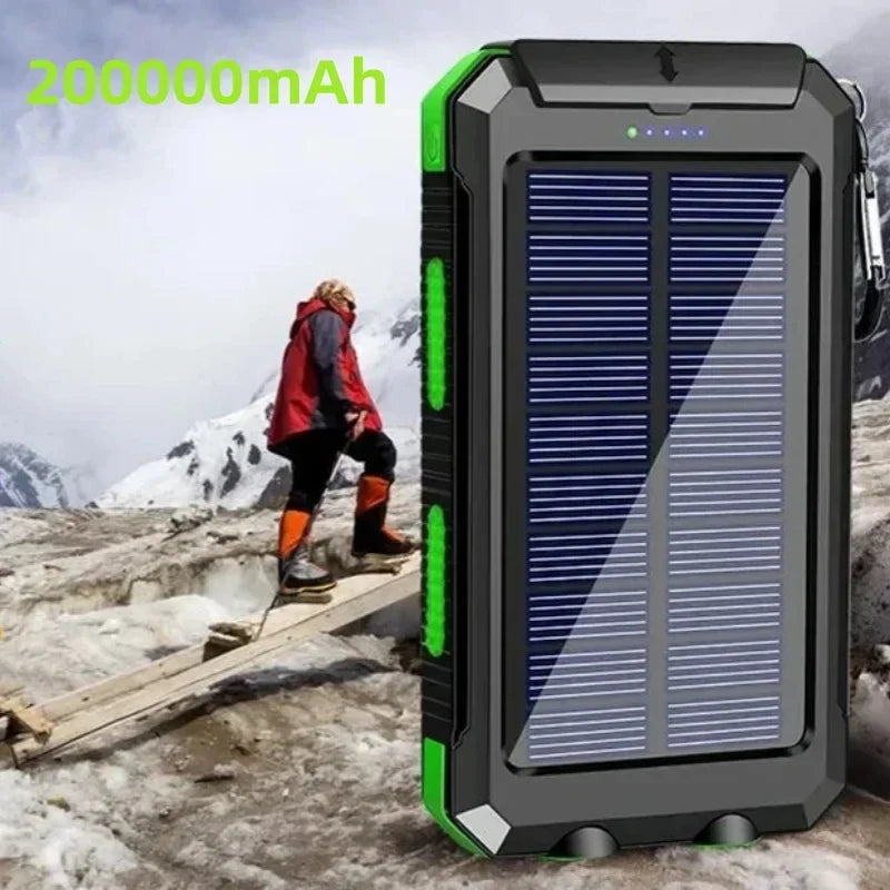 200000mAh Solar Power Bank Portable Large Capacity Charger Compatible 120W Super Fast Charging For iPhone Samsun Huawei Xiaomi