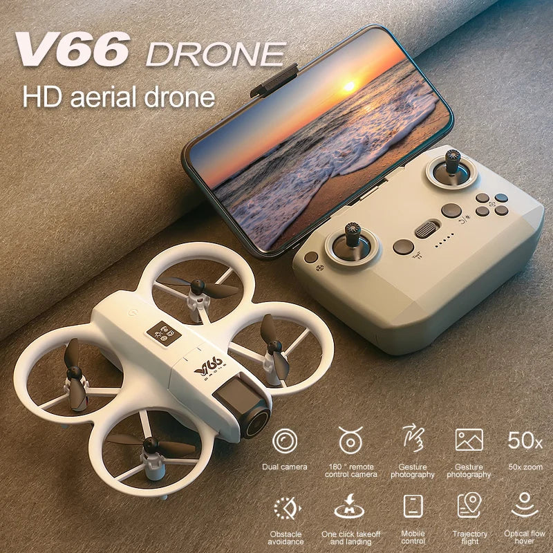 V66 Drone 4K Profesional Dual Camera Headless Mode Obstacle Avoidance WiFi FPV Dron 360° Flip RC Quadcopter Toys for Kids