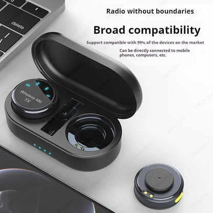 Magnetic Wireless Lavalier Microphone Noise Canceling Necklace Windproof Cap Audio Video Recording Microphone for Smartphone