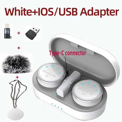 Magnetic Wireless Lavalier Microphone Noise Canceling Necklace Windproof Cap Audio Video Recording Microphone for Smartphone