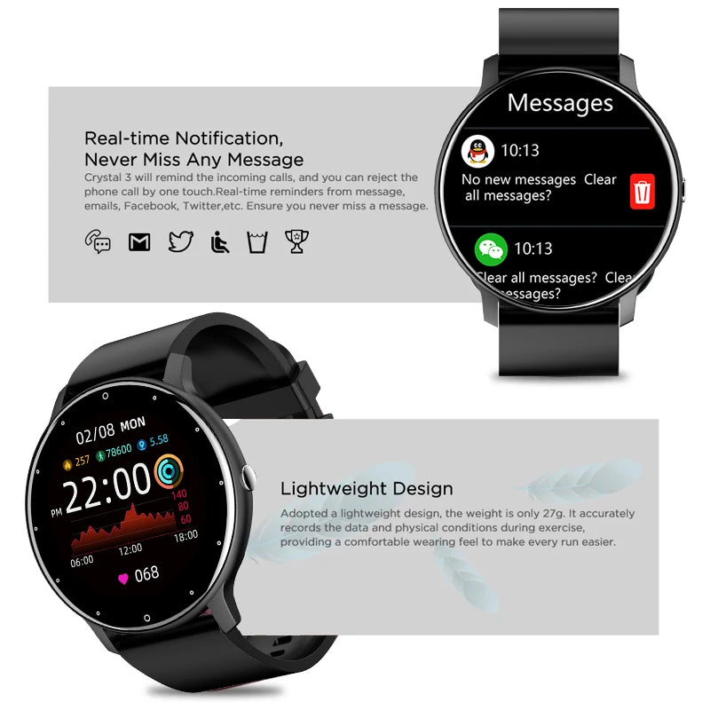 Smart Watch Men Full Touch Screen Sport Fitness Watch IP67 Waterproof Bluetooth For Android ios smartwatch Men+box