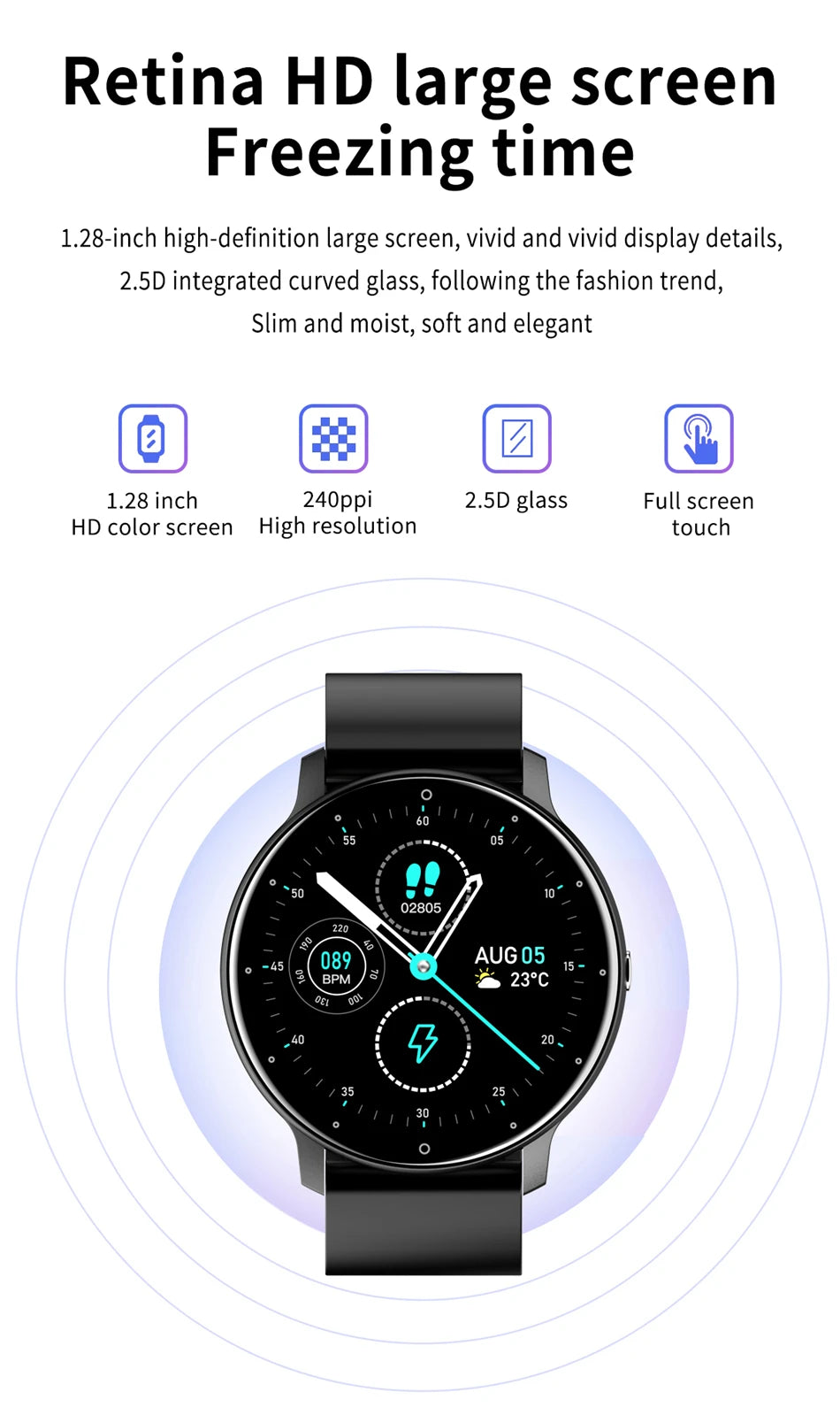 Smart Watch Men Full Touch Screen Sport Fitness Watch IP67 Waterproof Bluetooth For Android ios smartwatch Men+box