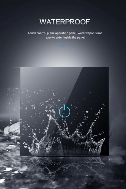 Wall Touch Switch 220V EU Standard Tempered Crystal Glass Panel Power 1/2/3 Gang Sensor Switches Waterproof 86 Interruptor