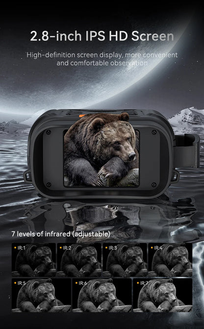 Night Vision Binoculars 1080P - 10x Digital 800m Full Dark Infrared Night Vision Telescope Goggles 2.8” Large Screen For Camping