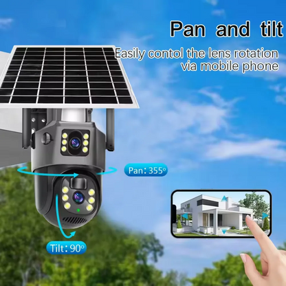 Solar Camera Outdoor 8MP 4K Dual Screen WIFI IP Monitor IP66 PIR Human Detection Security Video CCTV Surveillance Camera V380Pro
