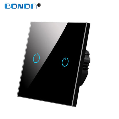 Wall Touch Switch 220V EU Standard Tempered Crystal Glass Panel Power 1/2/3 Gang Sensor Switches Waterproof 86 Interruptor