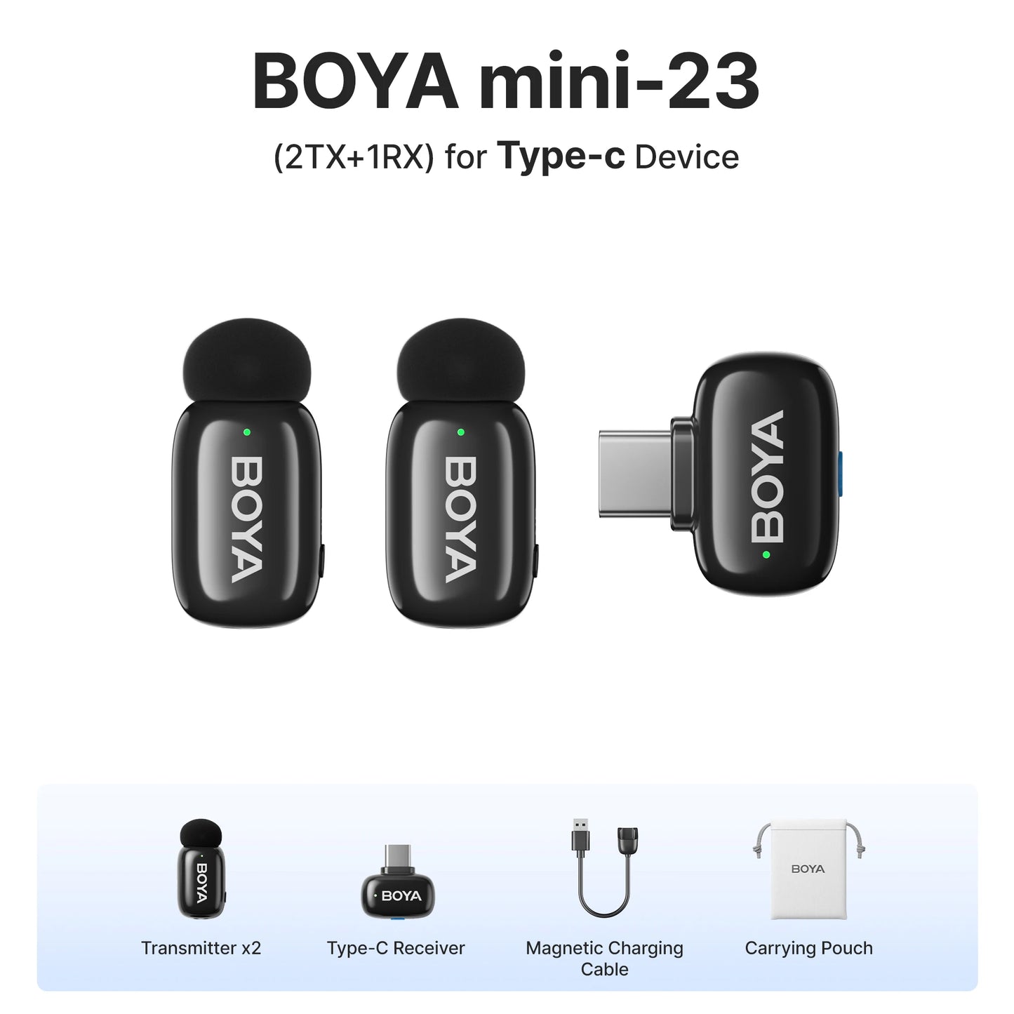 Mini Wireless Lavalier Microphone for iPhone 15/16 Android Phone USB-C Devices for Live Streaming Video Recording Vlog