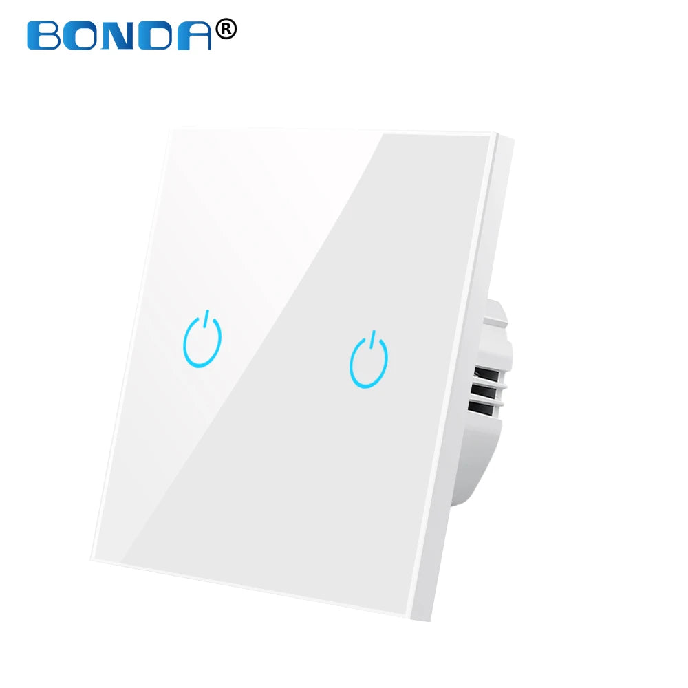 Wall Touch Switch 220V EU Standard Tempered Crystal Glass Panel Power 1/2/3 Gang Sensor Switches Waterproof 86 Interruptor