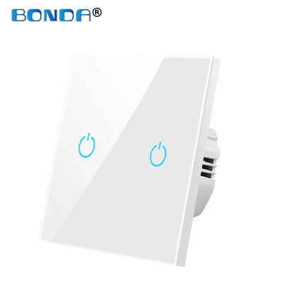 Wall Touch Switch 220V EU Standard Tempered Crystal Glass Panel Power 1/2/3 Gang Sensor Switches Waterproof 86 Interruptor