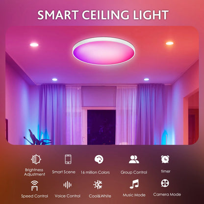 Zigbee 3.0 Ceiling Light Wifi RGB Remote Control APP Alexa Google Voice Dimmable Living Room Bedroom Home LED Smart Ceiling Lamp