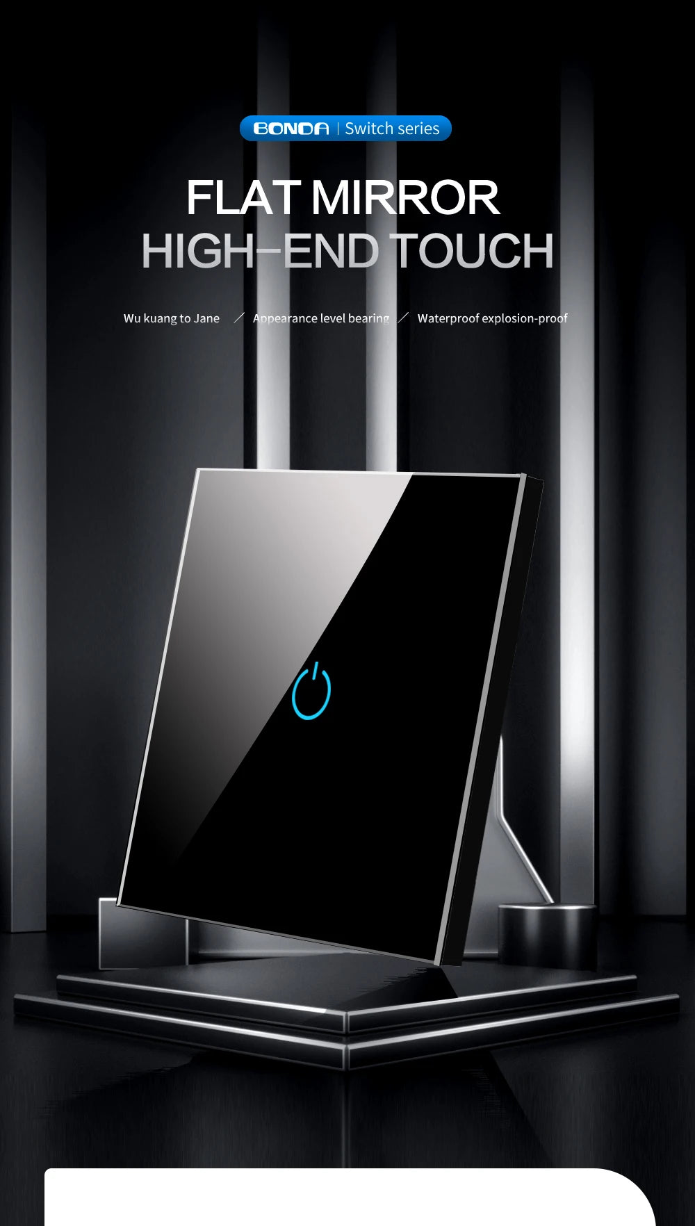 Wall Touch Switch 220V EU Standard Tempered Crystal Glass Panel Power 1/2/3 Gang Sensor Switches Waterproof 86 Interruptor