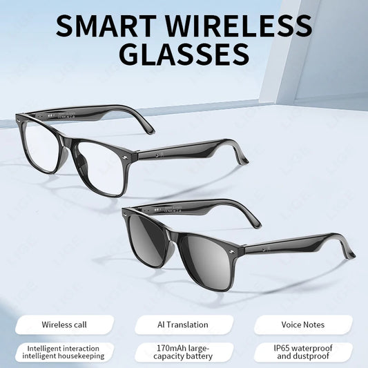 New AI Intelligent Translator Bluetooth Smart Glasses Men 163 Language AI Automatic Dialogue Translation Bluetooth Glasses Women