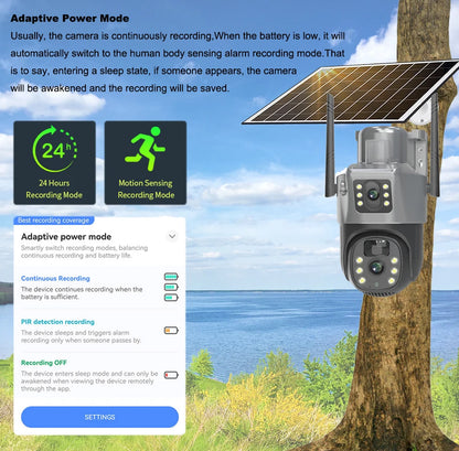 Solar Camera Outdoor 8MP 4K Dual Screen WIFI IP Monitor IP66 PIR Human Detection Security Video CCTV Surveillance Camera V380Pro