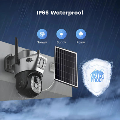 Solar Camera Outdoor 8MP 4K Dual Screen WIFI IP Monitor IP66 PIR Human Detection Security Video CCTV Surveillance Camera V380Pro