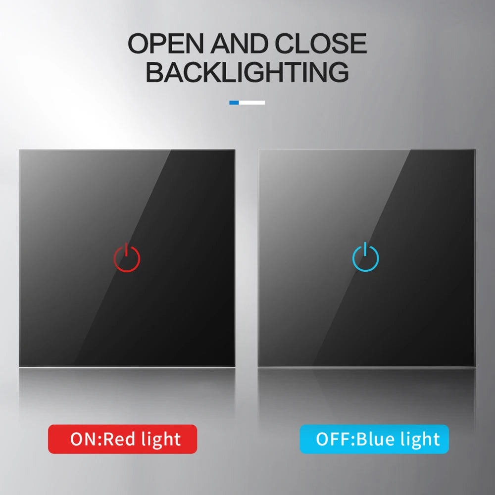 Wall Touch Switch 220V EU Standard Tempered Crystal Glass Panel Power 1/2/3 Gang Sensor Switches Waterproof 86 Interruptor