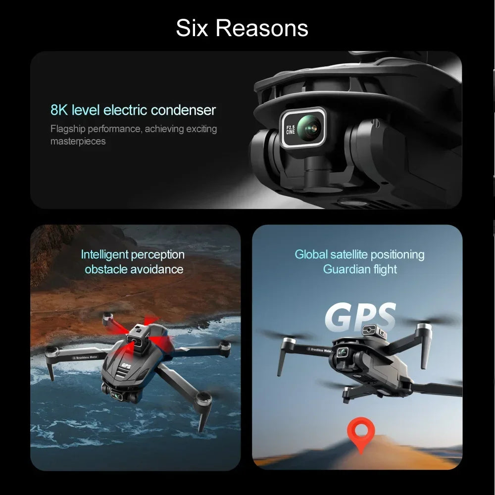 V168 Drone 8K 5G WIFI GPS Professional HD Aerial Photography DualCamera Omnidirectional Obstacle Avoidance Original