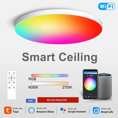 Zigbee 3.0 Ceiling Light Wifi RGB Remote Control APP Alexa Google Voice Dimmable Living Room Bedroom Home LED Smart Ceiling Lamp