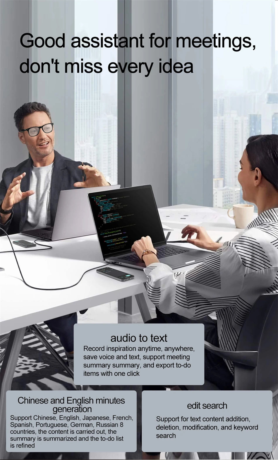 New AI Intelligent Translator Bluetooth Smart Glasses Men 163 Language AI Automatic Dialogue Translation Bluetooth Glasses Women